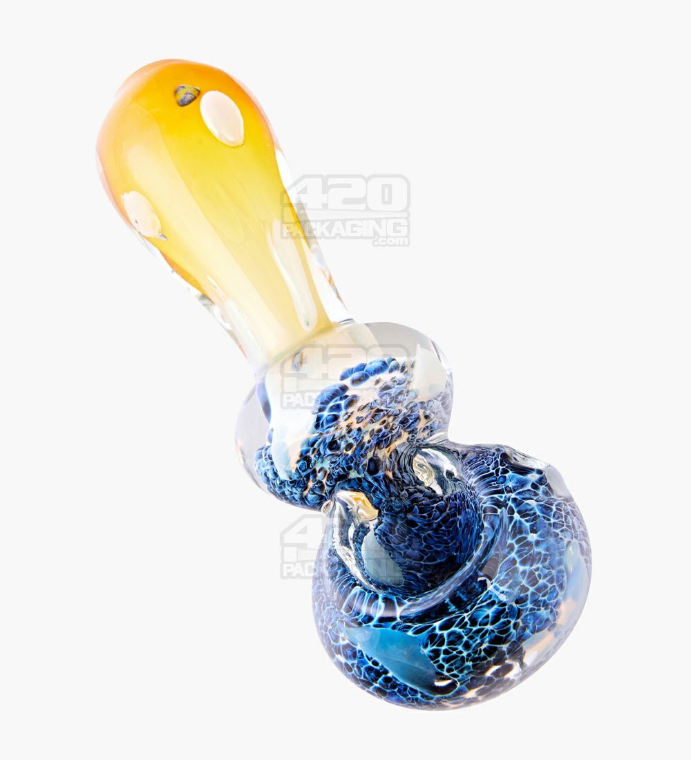 Frit & Fumed Spoon Hand Pipe w/ Single Bulge | 4.5in Long - Glass - Assorted - 1