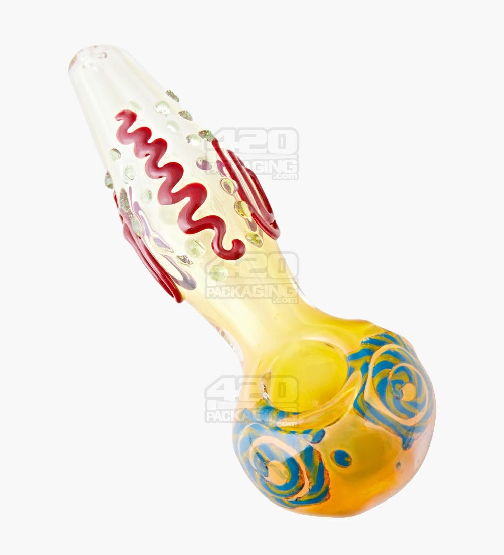 Spiral & Fumed Spoon Hand Pipe w/ Multiple Knockers | 4.5in Long - Glass - Assorted - 1