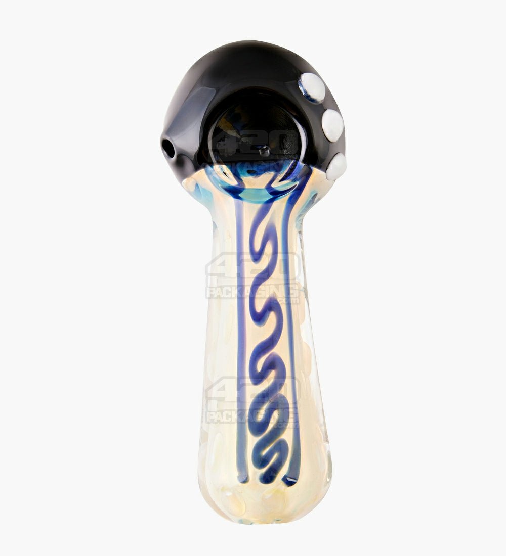 Swirl & Fumed Spoon Hand Pipe w/ Black Accents | 4.5in Long - Glass - Assorted - 2