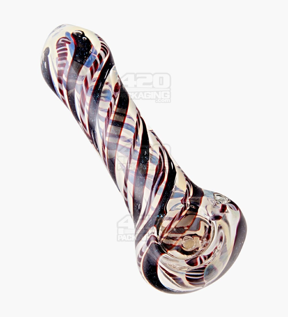 Spiral & Fumed Spoon Hand Pipe w/ Ribboning | 4.5in Long - Glass - Assorted - 1