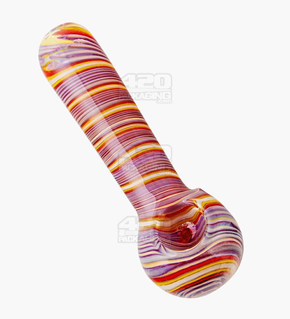 Web & Fumed Rasta Spoon Hand Pipe | 4.5in Long - Glass - Assorted - 1