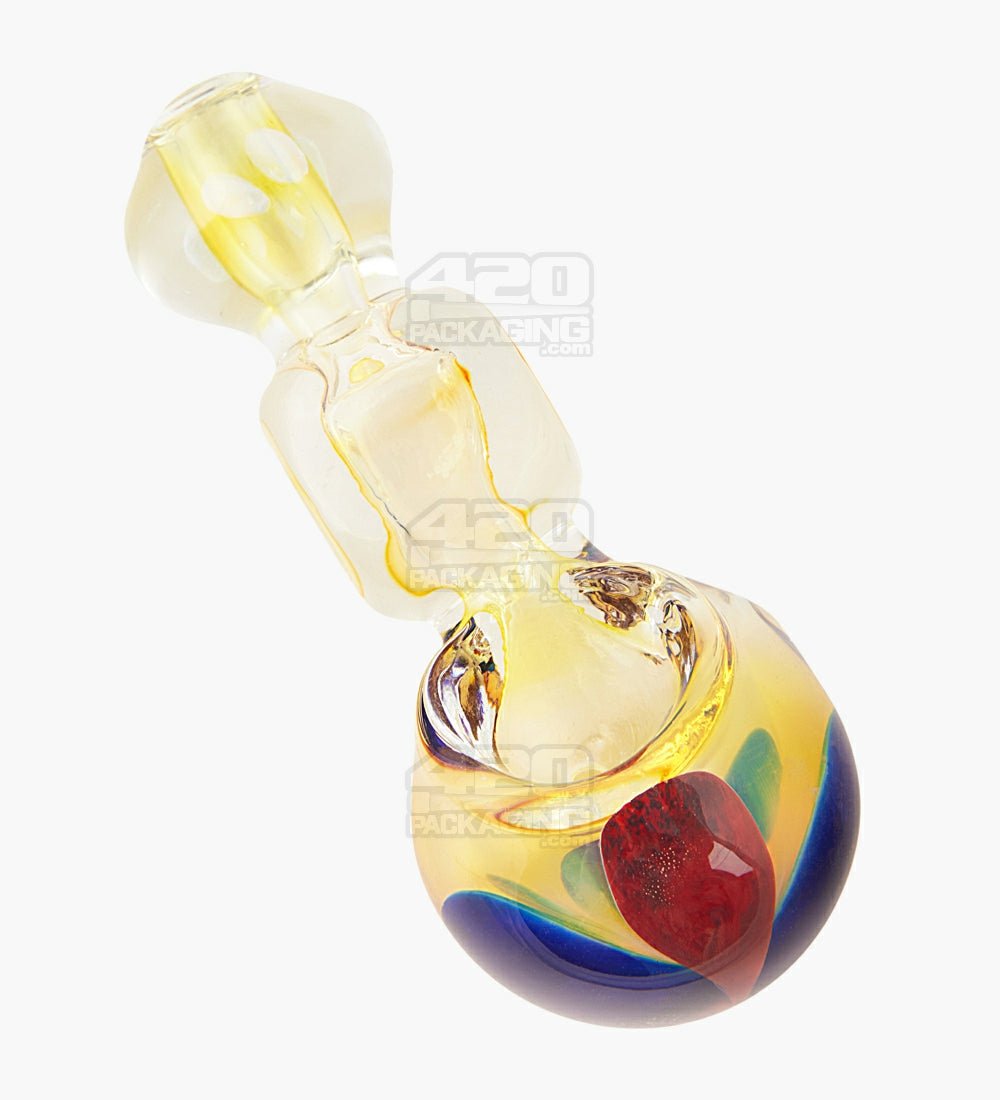 Swirl & Fumed Bulged Spoon Hand Pipe | 3.5in Long - Glass - Assorted - 1