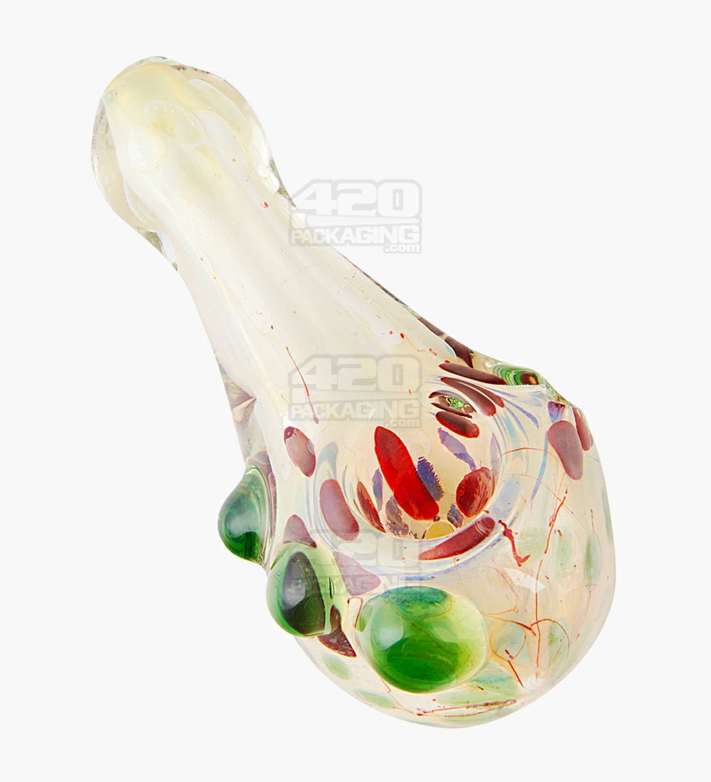Swirl & Fumed Spoon Hand Pipe w/ Knockers | 4.5in Long - Glass - Assorted - 1
