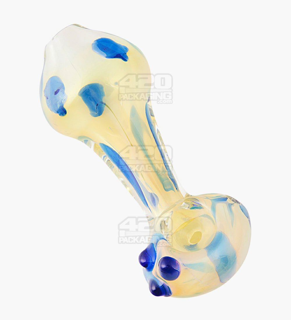 Speckled & Gold Fumed Spoon Hand Pipe w/ Triple Knockers | 4in Long - Glass - Assorted - 1
