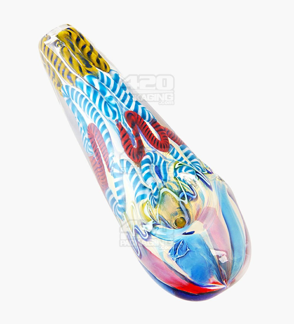 Swirl & Fumed Spoon Hand Pipe w/ Ribboning | 4.5in Long - Glass - Assorted - 1