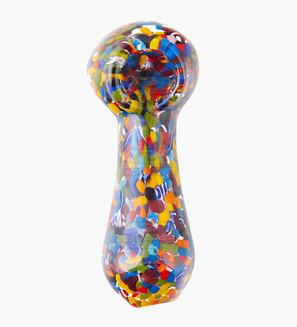 Frit & Dichro Rainbow Spoon Hand Pipe | 4in Long - Glass - Assorted - 2