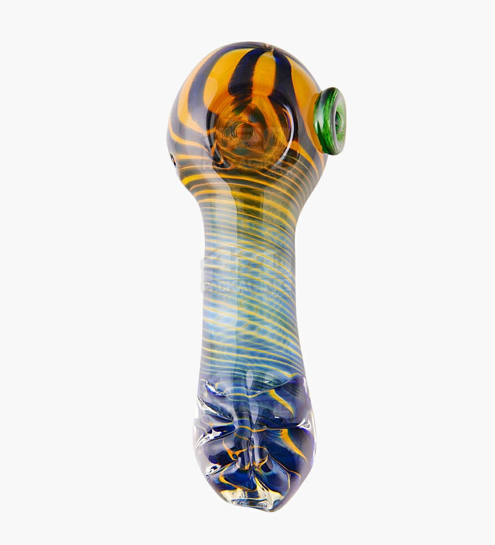 Spiral & Fumed Spoon Flat Knocker Hand Pipe | 5in Long - Glass - Assorted - 2