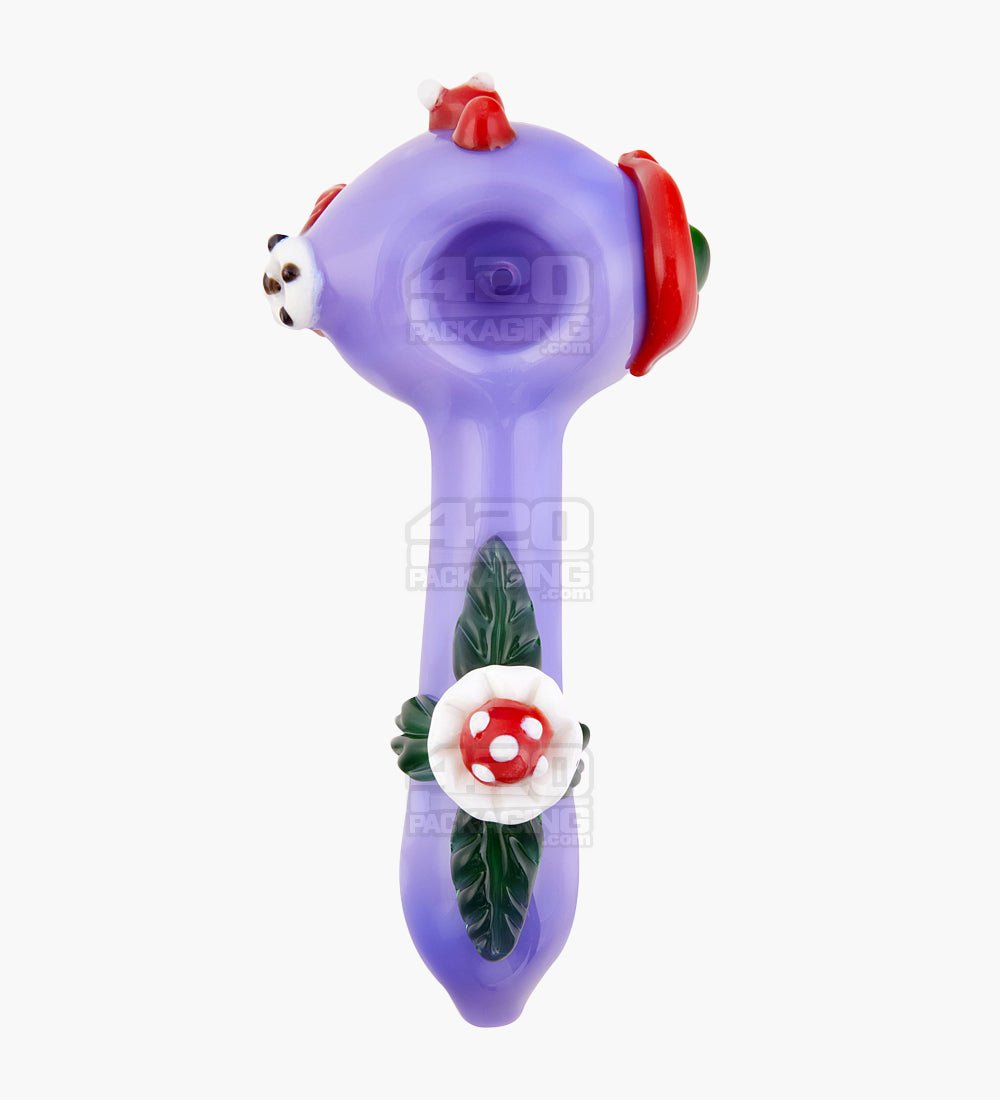Floral Eye Spoon Hand Pipe | 5.5in Long - Glass- Purple - 2
