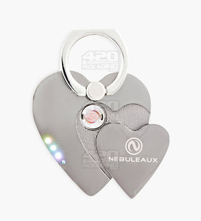 Nebuleaux Black USB Rechargeable Metal Flameless LED Heart Lighter w/ Cellphone Stand - 1