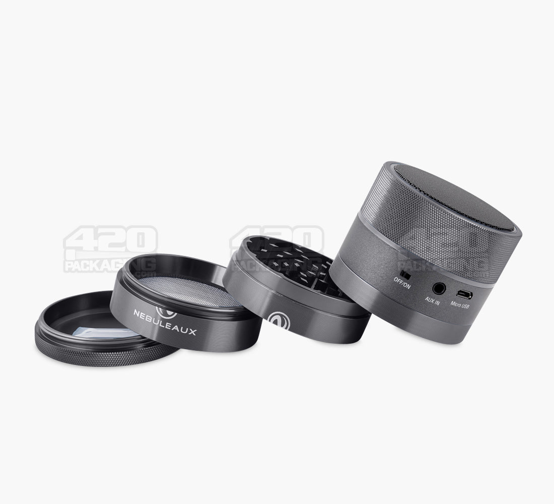 4 Piece 62mm Black Nebuleaux Aluminum LED Grinder w/ Bluetooth Wireless Speakers - 4
