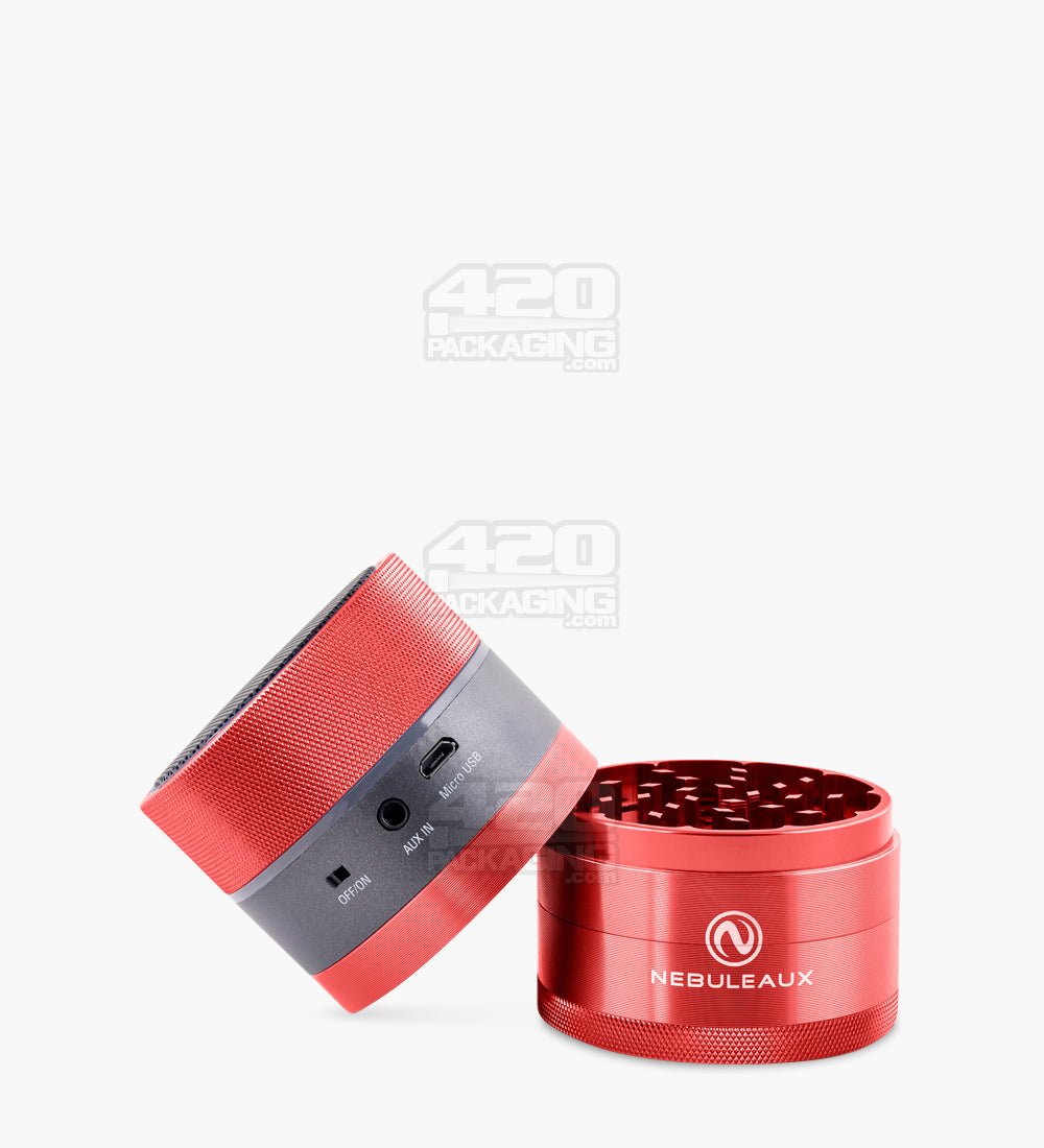 4 Piece 62mm Red Nebuleaux Aluminum LED Grinder w/ Bluetooth Wireless Speakers - 2
