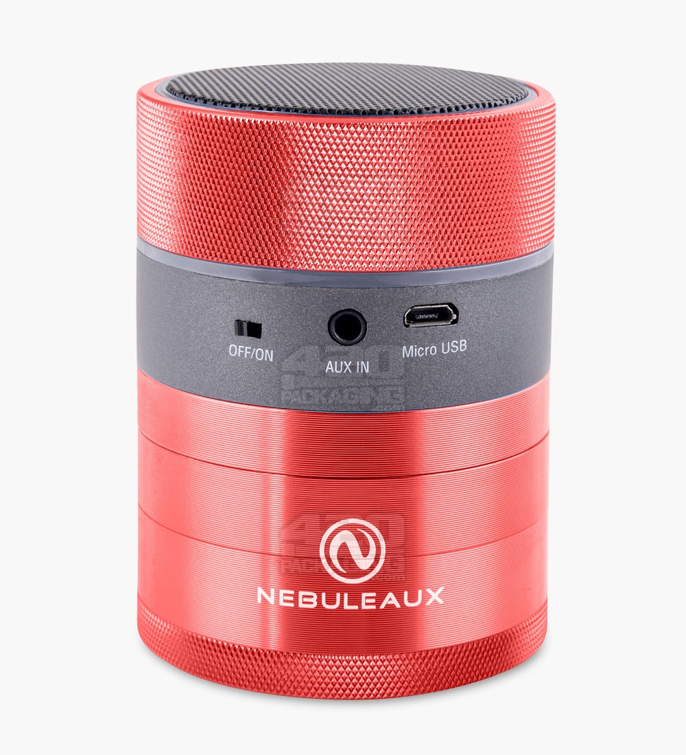 4 Piece 62mm Red Nebuleaux Aluminum LED Grinder w/ Bluetooth Wireless Speakers - 1