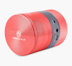4 Piece 62mm Red Nebuleaux Aluminum LED Grinder w/ Bluetooth Wireless Speakers - 6