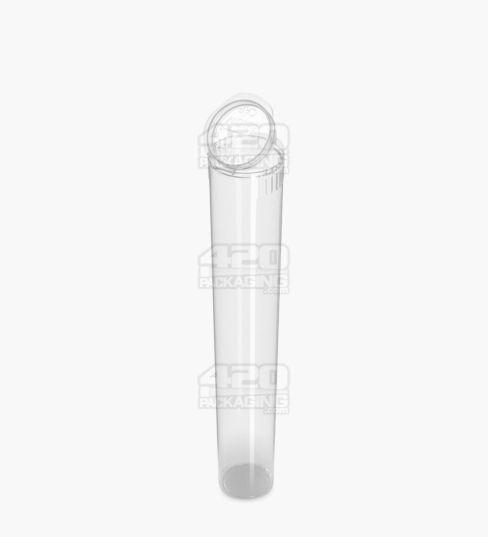 116mm Clear Opaque Child Resistant Pop Top Plastic Pre-Roll Tubes 100/Box Open - 3