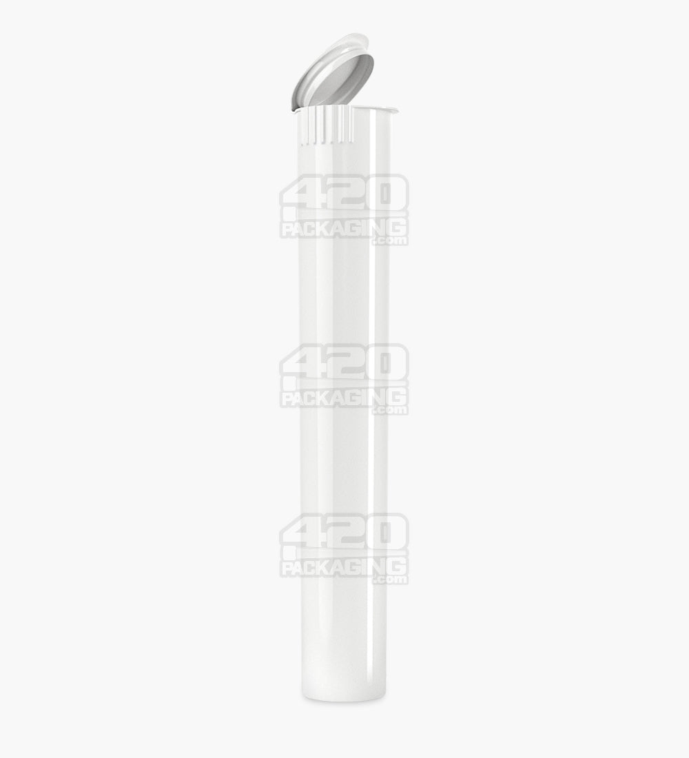 116mm Child Resistant King Size Opaque Pop Top White Plastic Pre-Roll Tubes 1000/Box Open - 1