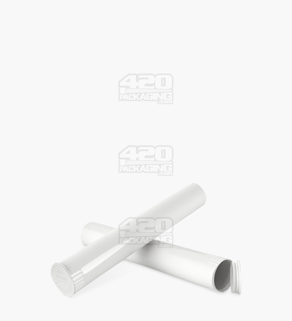 116mm Child Resistant King Size Opaque Pop Top White Plastic Pre-Roll Tubes 1000/Box Closed - 8
