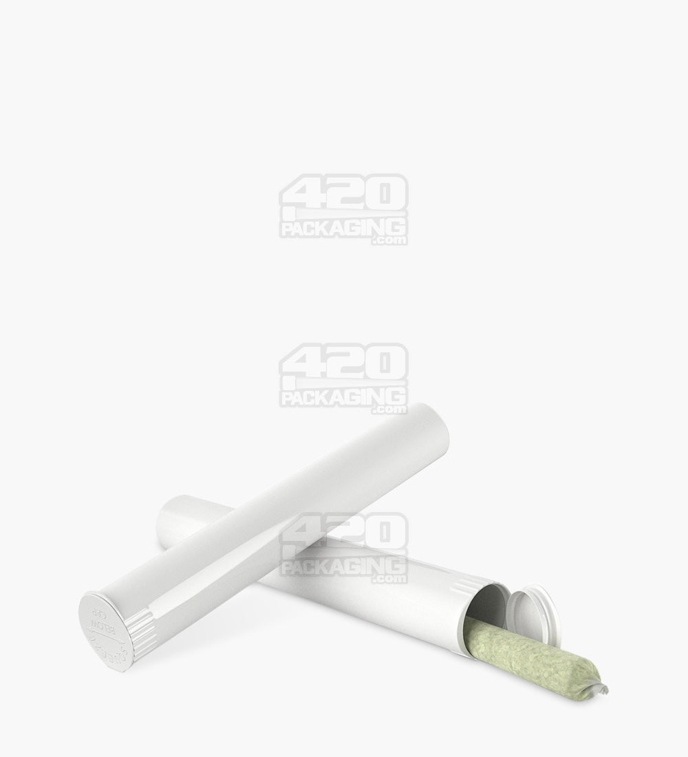 116mm Child Resistant King Size Opaque Pop Top White Plastic Pre-Roll Tubes 1000/Box Closed - 4