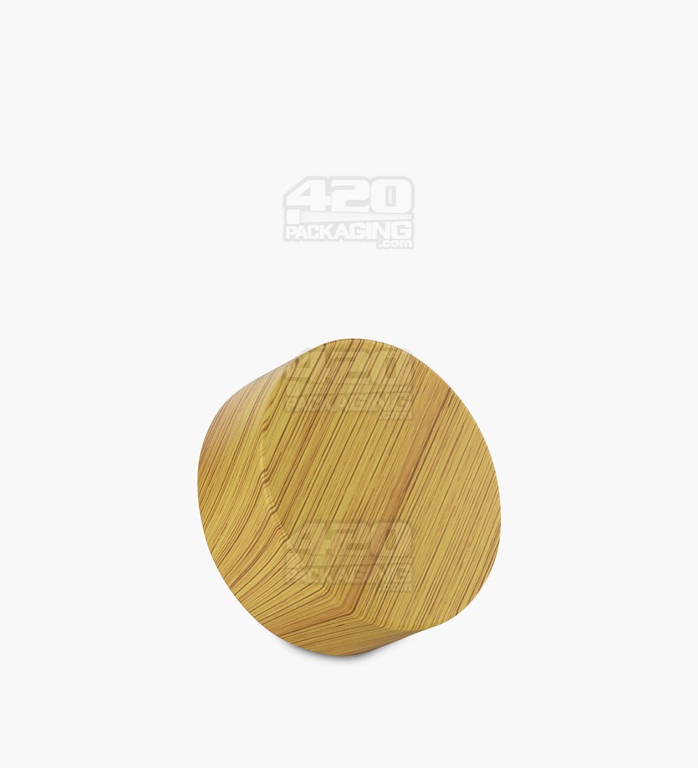 38mm Flat Push and Turn Flat Child Resistant Plastic Caps w/ Foam Liner - Bamboo Wood - 320/Box - 1