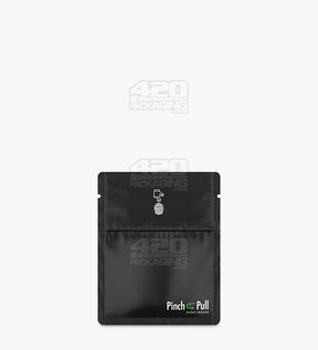 Matte-Black 3.6" x 4.5" Mylar Pinch N Pull Child Resistant & Tamper Evident Bags (1 gram) 250/Box
