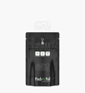 Matte-Black 3.6" x 5.8" Vista Mylar Pinch N Pull Child Resistant & Tamper Evident Bags (3.5 grams) 250/Box