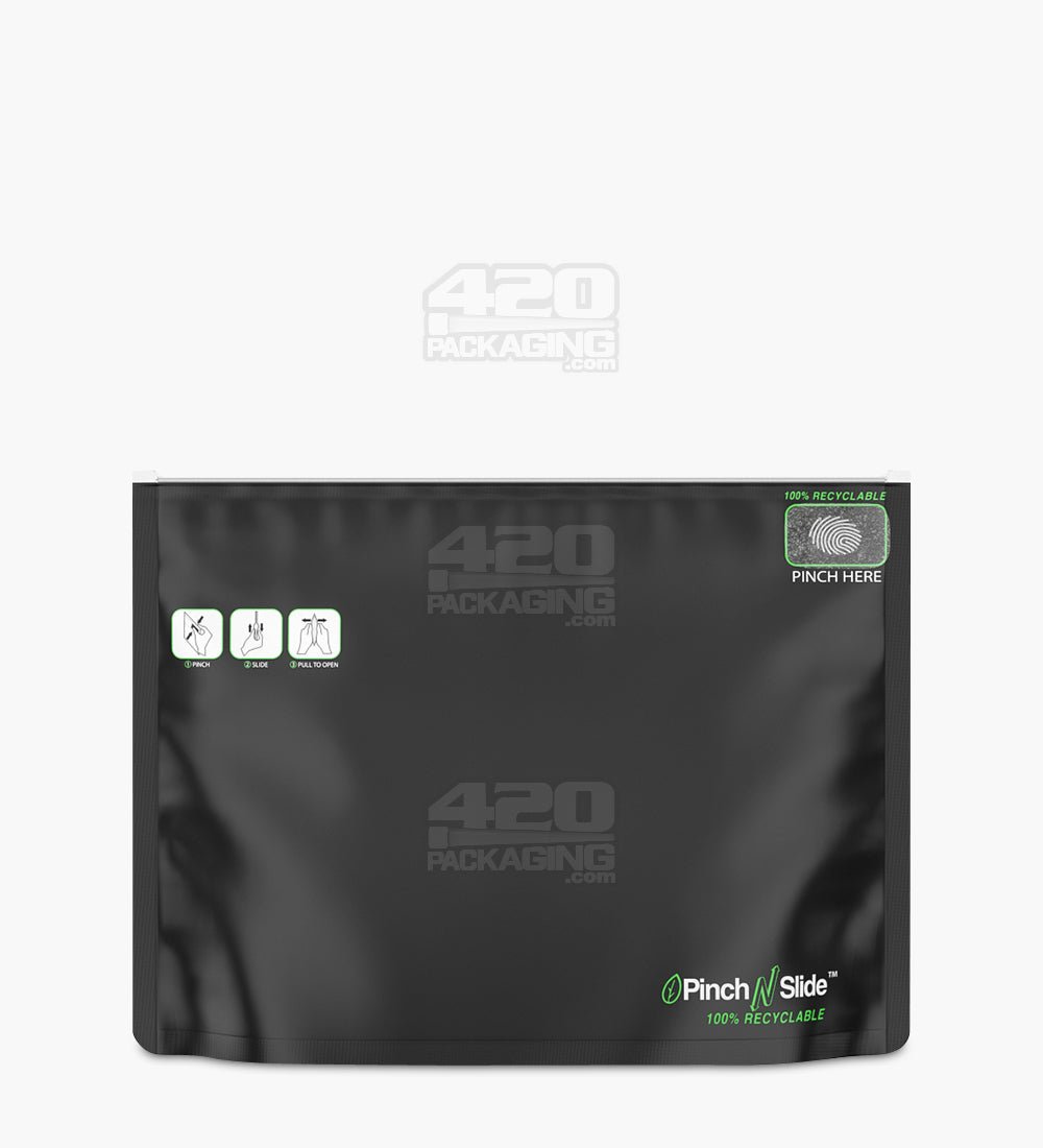 Matte-Black 12" x 9" Mylar Child Resistant Pinch N Slide Recyclable Bags (56 grams) 250/Box - 1