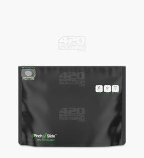 Matte-Black 12" x 9" Mylar Child Resistant Pinch N Slide Recyclable Bags (56 grams) 250/Box - 2