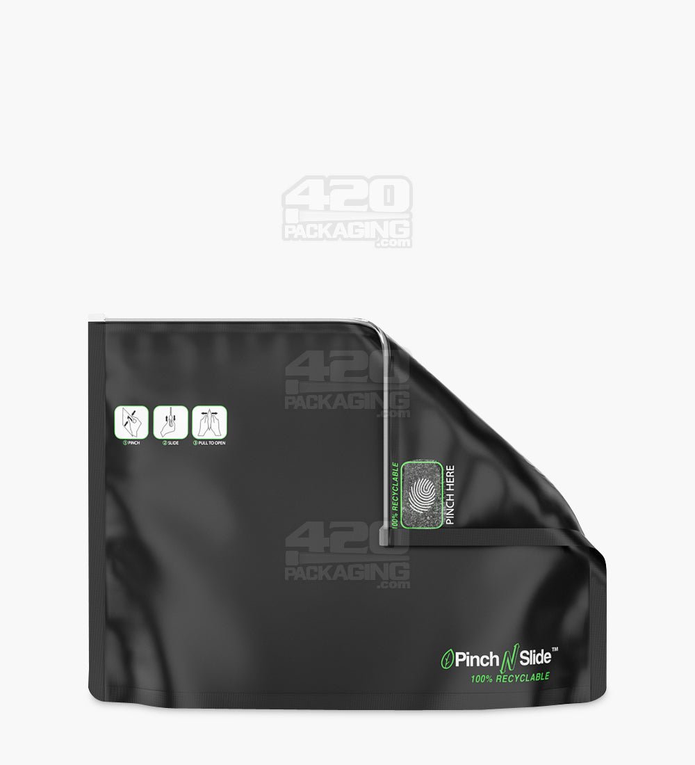Matte-Black 12" x 9" Mylar Child Resistant Pinch N Slide Recyclable Bags (56 grams) 250/Box - 3