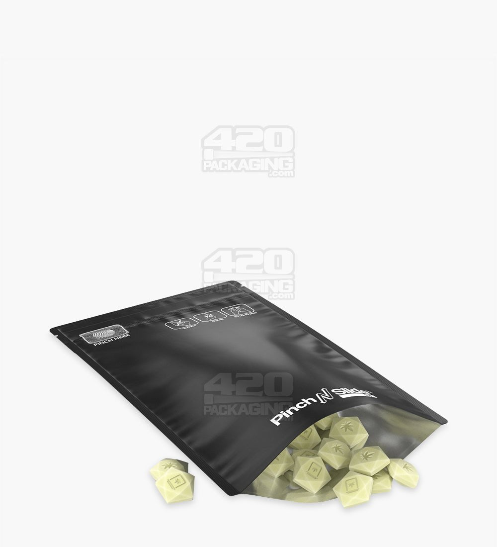 Matte-Black 5" x 8.5" Mylar Pinch N Slide 3.0 Child Resistant Bottom Loading Bags (14 grams) 250/Box - 5