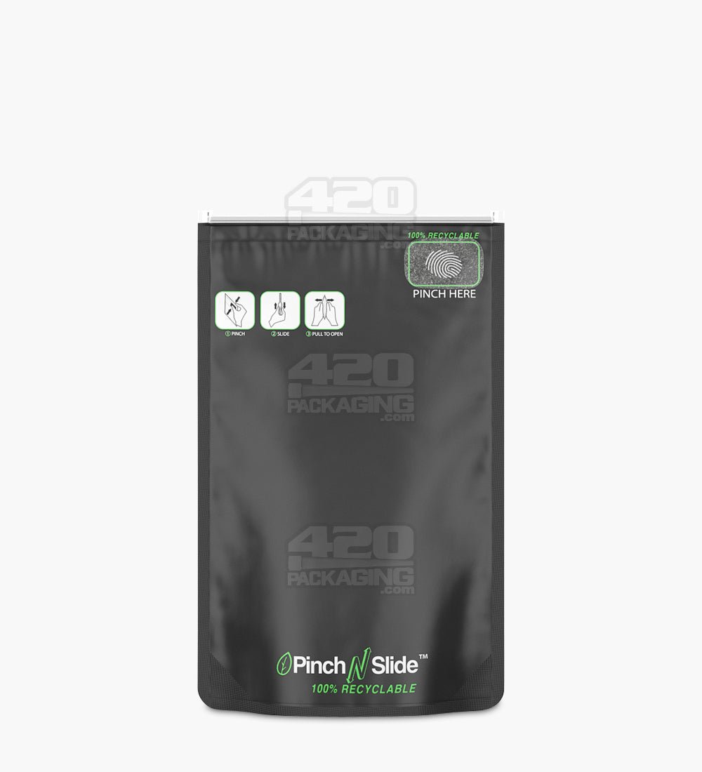 Matte-Black 4" x 6.5" Mylar Child Resistant Pinch N Slide Recyclable Bags (7 grams) 250/Box - 1