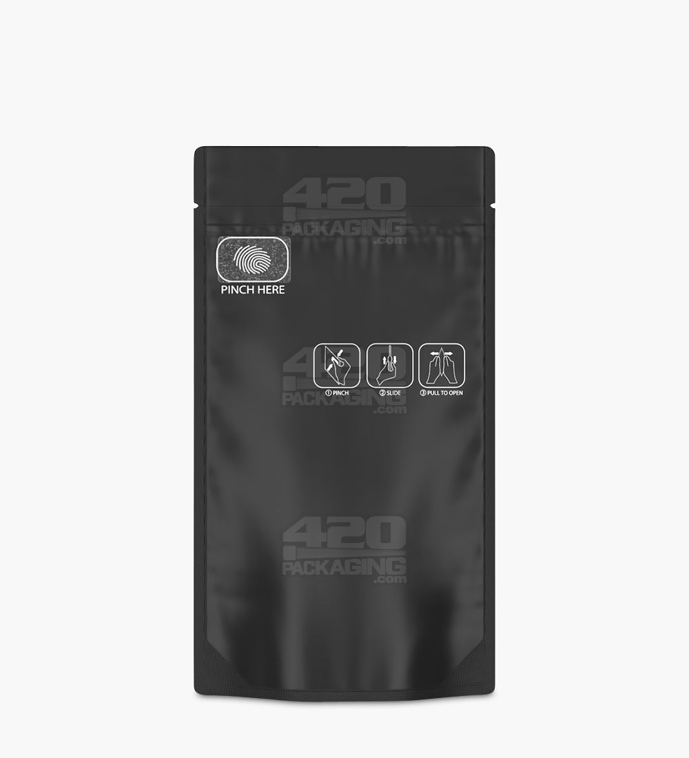 Matte-Black 4" x 7.4" Mylar Pinch N Slide 3.0 Child Resistant & Tamper Evident Bags (7 grams) 250/Box