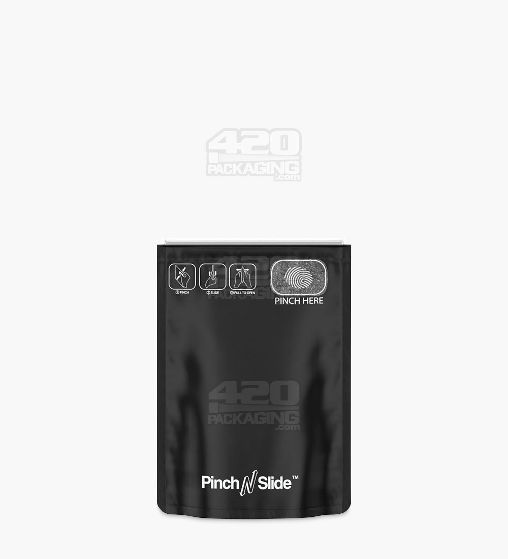 Matte-Black 3.5" x 5" Mylar Pinch N Slide Child Resistant Bags (3.5 grams) 250/Box