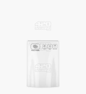 Glossy-White 3.5" x 3.7" Mylar Pinch N Slide ASTM Child Resistant Bags (3.5 grams) 250/Box
