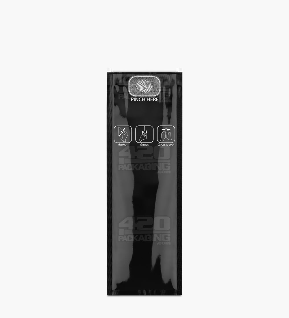 Child Resistant | Pinch N Slide ASTM Glossy Black Mylar Bags | 2.4in x 7.2in - 2.5g - 250 Count
