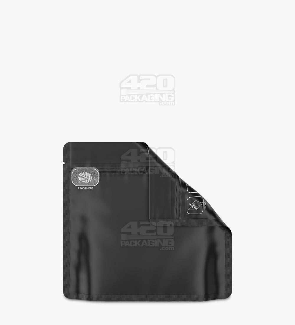 Matte-Black 8" x 6.7" Mylar Pinch N Slide 3.0 Child Resistant & Tamper Evident Exit Bags (28 grams) 250/Box