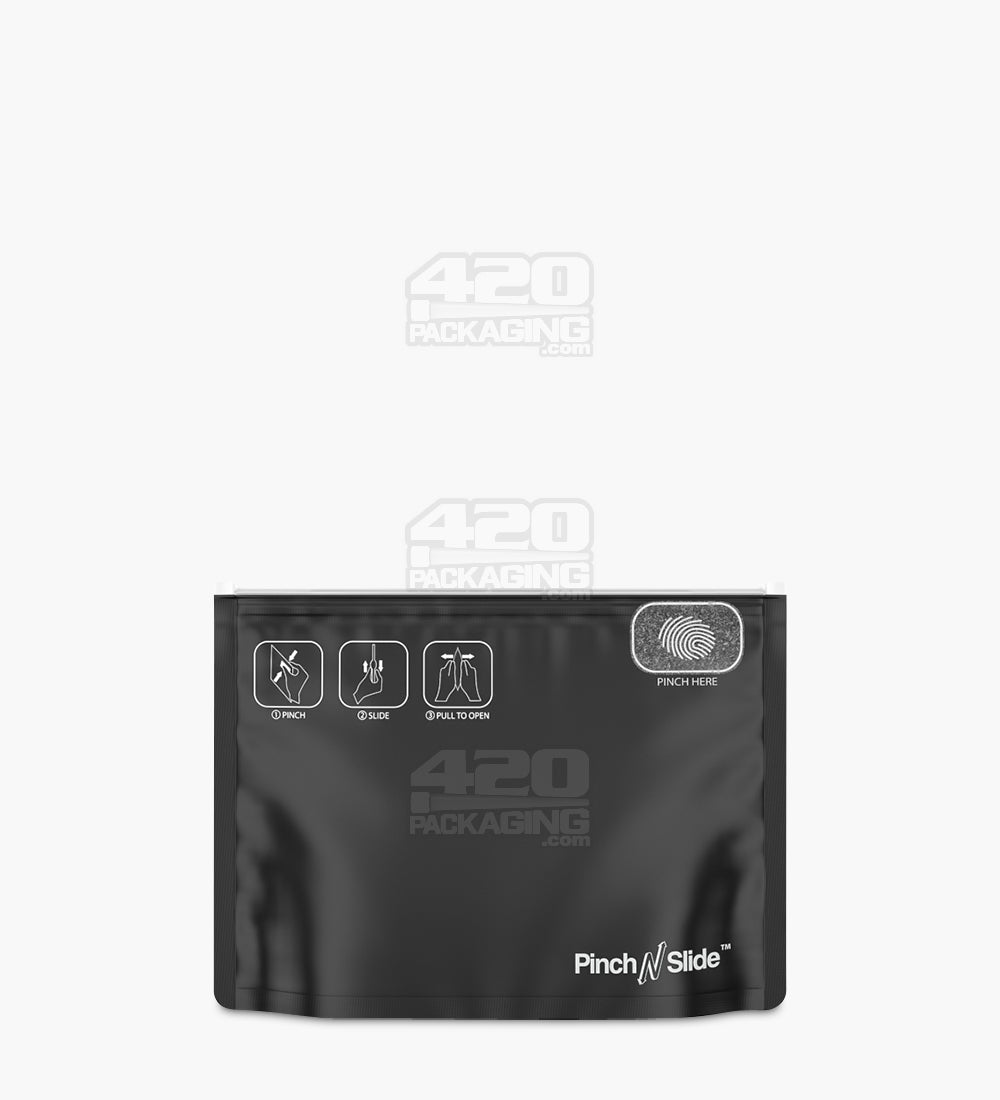 Matte-Black 8" x 6" Mylar Pinch N Slide Child Resistant Exit Bags (28 grams) 250/Box
