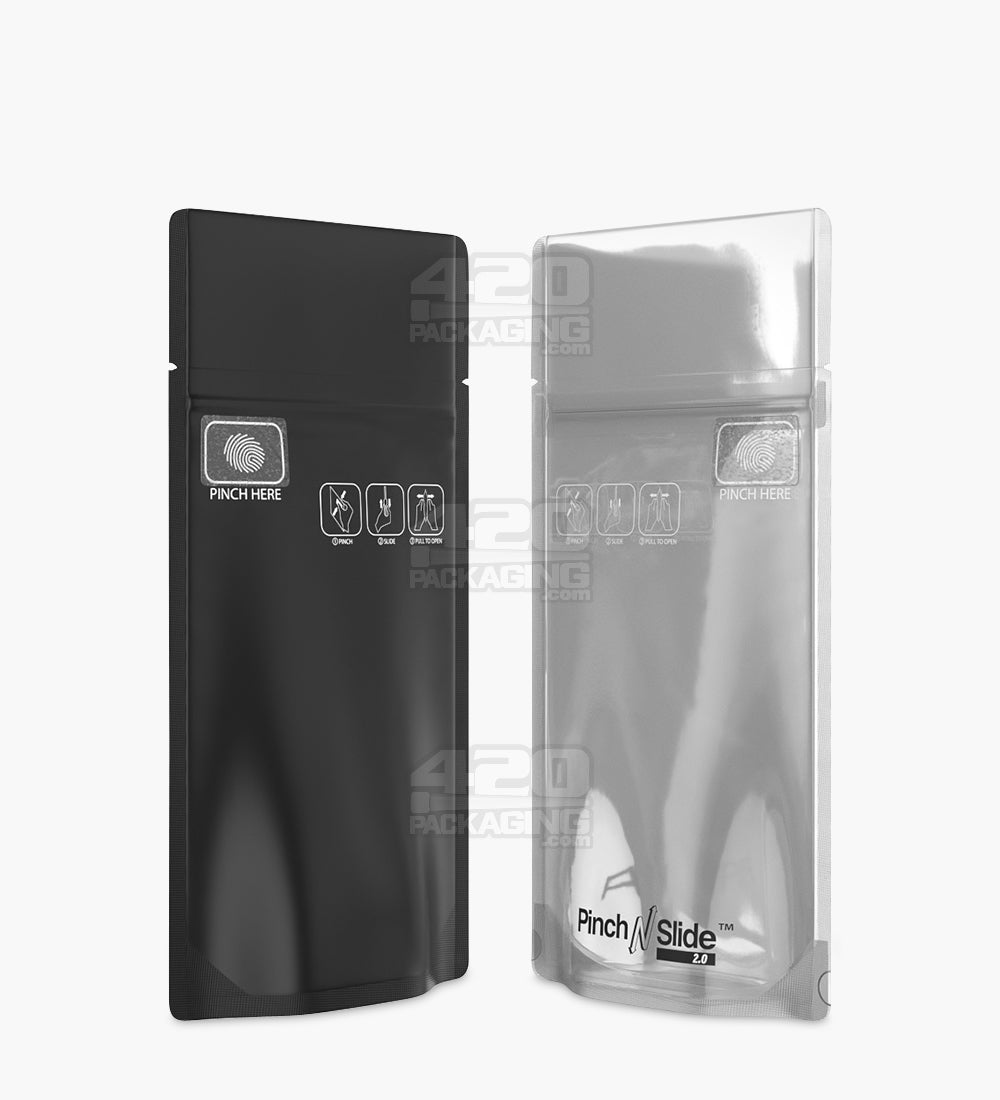 Matte-Black 3.6" x 5.7" Mylar Pinch N Slide 3.0 Child Resistant & Tamper Evident Vista Mylar Bags (3.5 grams) 250/Box