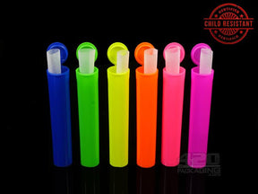Squeezetops® 98mm Fluorescent Mix Child Resistant J-Tubes (073700-CR) 1000/Box - 4