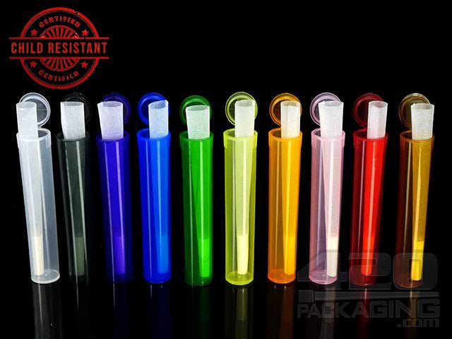 Squeezetops® 84mm Transparent Child Resistant J-Tubes (073100-CR) 1000/Box CLR (Clear) - 1