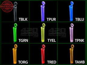 Squeezetops® 98mm Transparent Mix Child Resistant J-Tubes (073700-CR) 1000/Box - 4