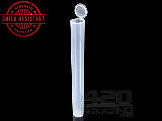 Squeezetops® 140mm Transparent Child Resistant J-Tubes (075600-CR) 1400/Box CLR (Clear) - 3