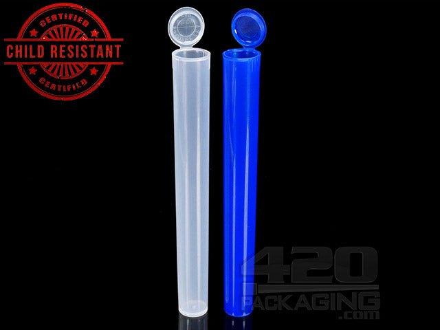 Squeezetops® 140mm Transparent Child Resistant J-Tubes (075600-CR) 1400/Box CLR (Clear) - 1