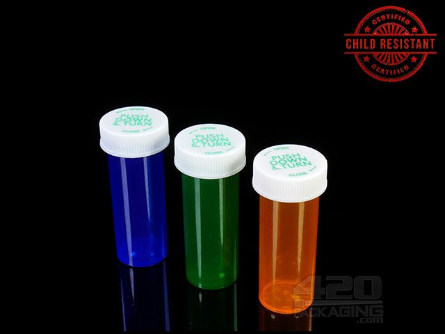 PNT-06 Push & Turn Child Resistant Pharmacy Vials (6 Dram) 600/Box GRN (Opaque Green) - 1