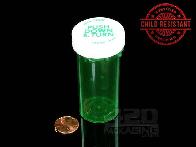 PNT-13 Push & Turn Child Resistant Pharmacy Vials (13 Dram) 320/Box TBLU (Transparent Blue) - 2