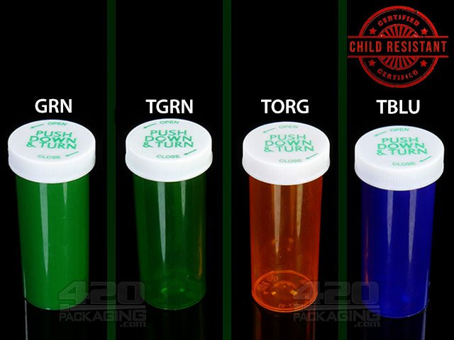 PNT-16 Push & Turn Child Resistant Pharmacy Vials (16 Dram) 270/Box TBLU (Transparent Blue) - 4