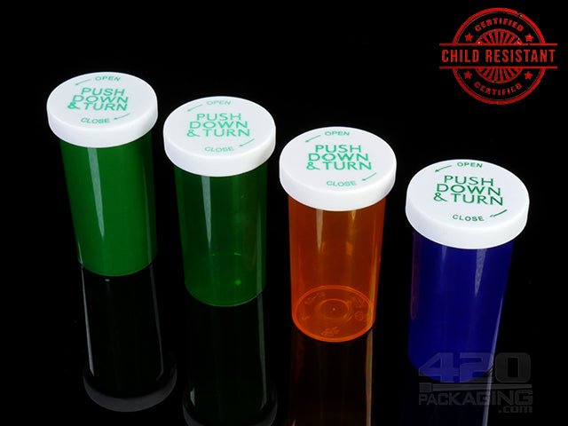 PNT-40 Push & Turn Child Resistant Pharmacy Vials (40 Dram) 180/Box TORG (Transparent Orange) - 1
