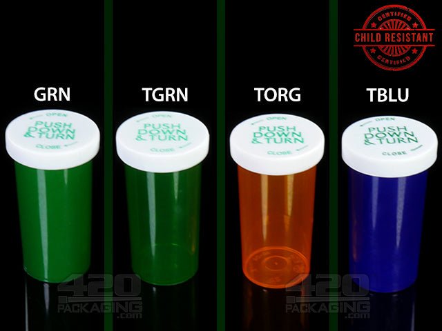 PNT-40 Push & Turn Child Resistant Pharmacy Vials (40 Dram) 180/Box TORG (Transparent Orange) - 4