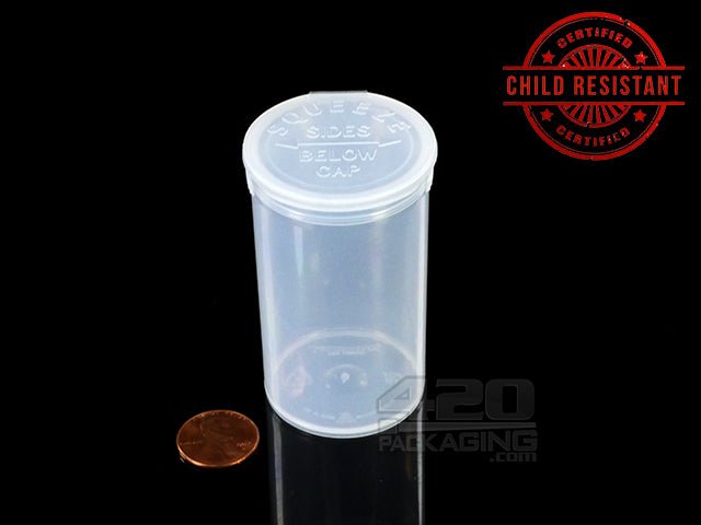 Squeezetops® PST19 Transparent Mix Child Resistant Containers 900/Box - 3