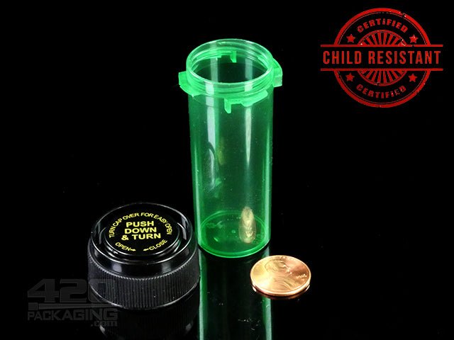 RC-08 Child Resistant Reversible Cap Vial (1 Gram) 410-Box TGRN (Transparent Green) - 2