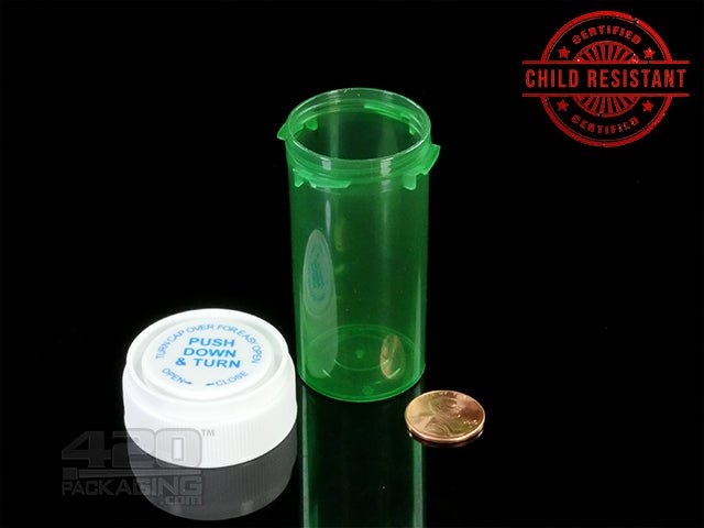 RC-13 Child Resistant Reversible Cap Vial (2 Gram) 275-Box TGRN (Transparent Green) - 2