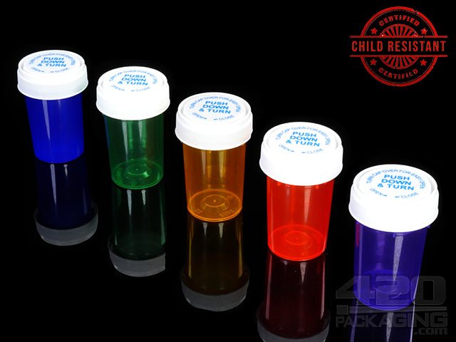 RC-20 Child Resistant Reversible Lid Containers Transparent Mix With White Caps (5 Gram) 240/Box - 1